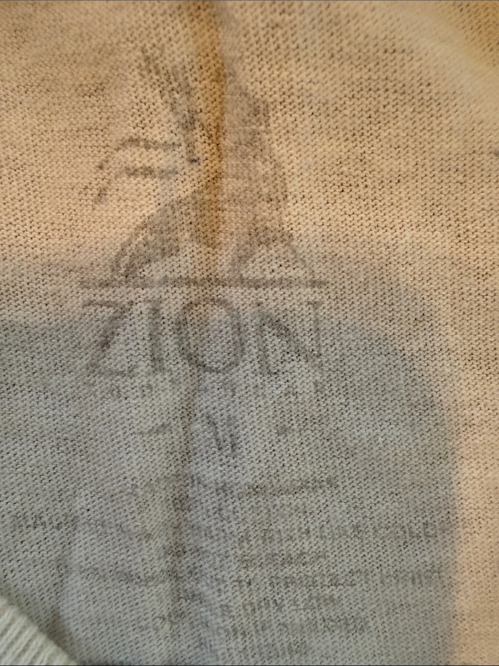 Zion Rootswear Logo Knit Top - Cream with Faded Black Print. sku 402 - Picture 2 of 5